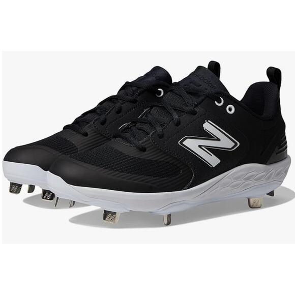 New Balance Women's Fresh Foam Velo V3 Softball Shoe, Black/White, 8 Wide - Picture 1 of 10